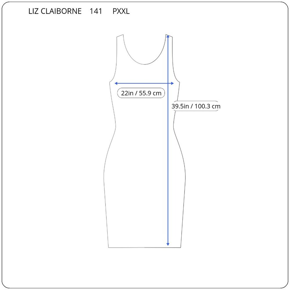 Liz Claiborne P2XL Dress Blue V-Neck Sleeveless Textured Knit Side Slit BLU76E - Picture 2 of 12